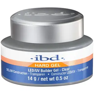 IBD Hard Gel LED/UV Builder Gel Clear – Nail Builder Gels for Extensions, Overlays & Sculpting, Long-Lasting Salon Quality, 0.5 oz