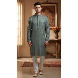 Grey Chikankari Kurta Set