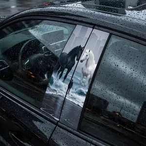 Fine Horse Car Door Trim Sticker Personalized Creative Vinyl Waterproof Durable Car B-pillar Sticker Window Decoration Funny Decals For Truck Automotive. Stylish Car Merch