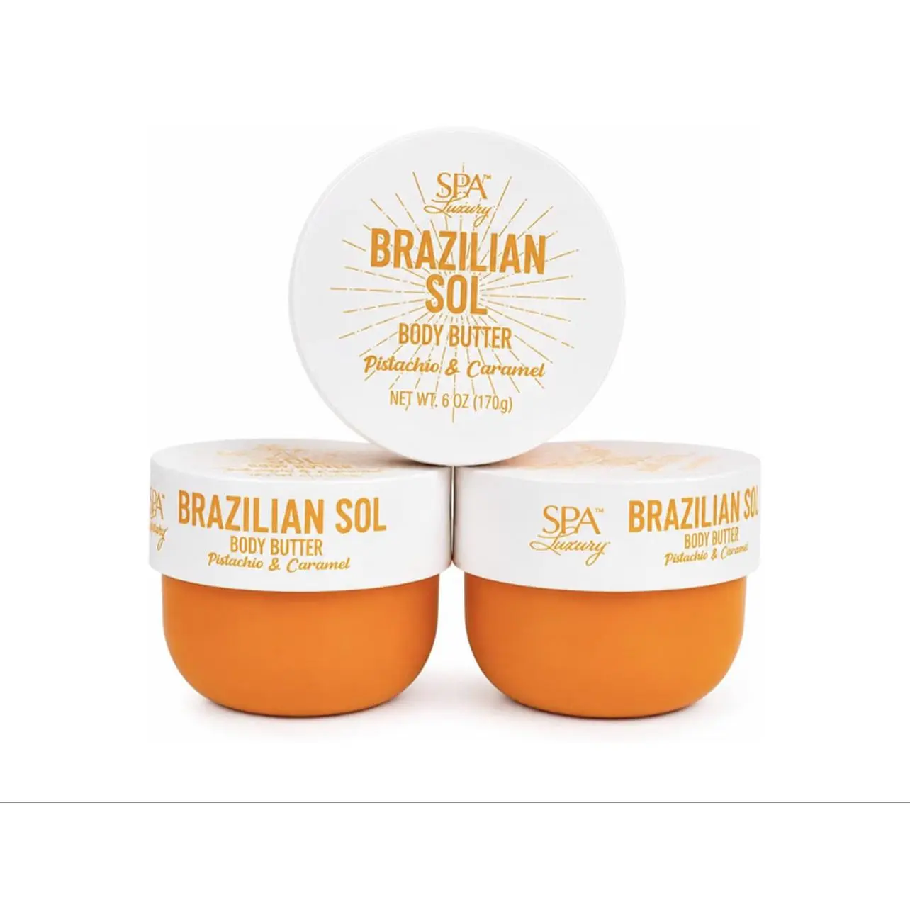 SPA Luxury Brazilian Sol Body Butter Pistachio & Caramel 6 oz Moisturizing Cream for Soft Skin