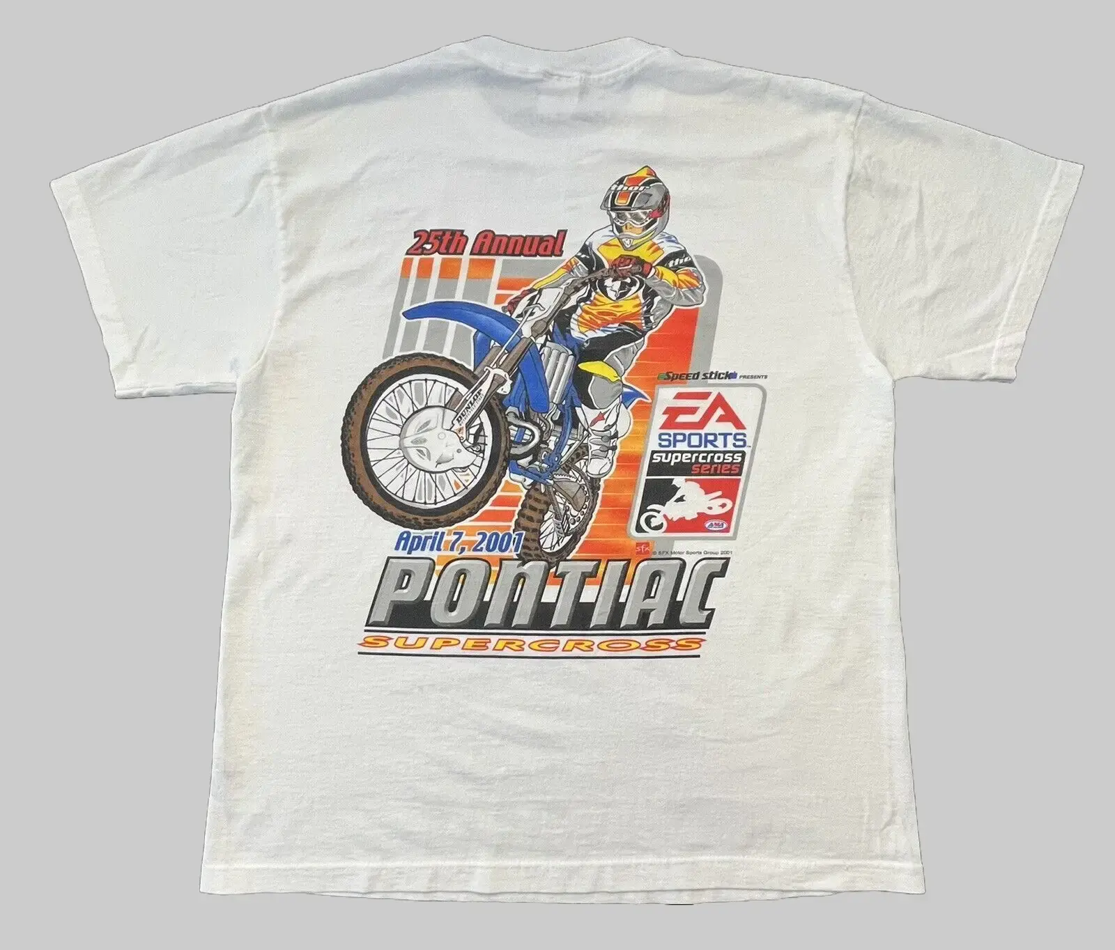 Vintage Motocross 25th Annual Dirt Bike 2001 Pontiac Supercross Graphic T-shirt Sweatshirt Hoodie 2 Sided Reprint