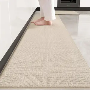 Color&Geometry Kitchen Rugs 2PCS Kitchen Mat Anti Fatigue Mats for Kitchen Floor, Non-Slip Kitchen Floor Mat, Waterproof Memory Foam Standing Mat for Kitchen, Sink, Office, 17"x29"+17"x79", Wheat