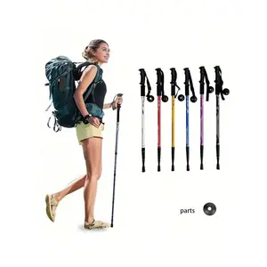 Ultra-Light Adjustable Hiking Poles With Ergonomic T-Shaped Handle And Shock-Absorbing System - Durable Aluminum Alloy, Comfortable Grip, Suitable For Trekking Adventures