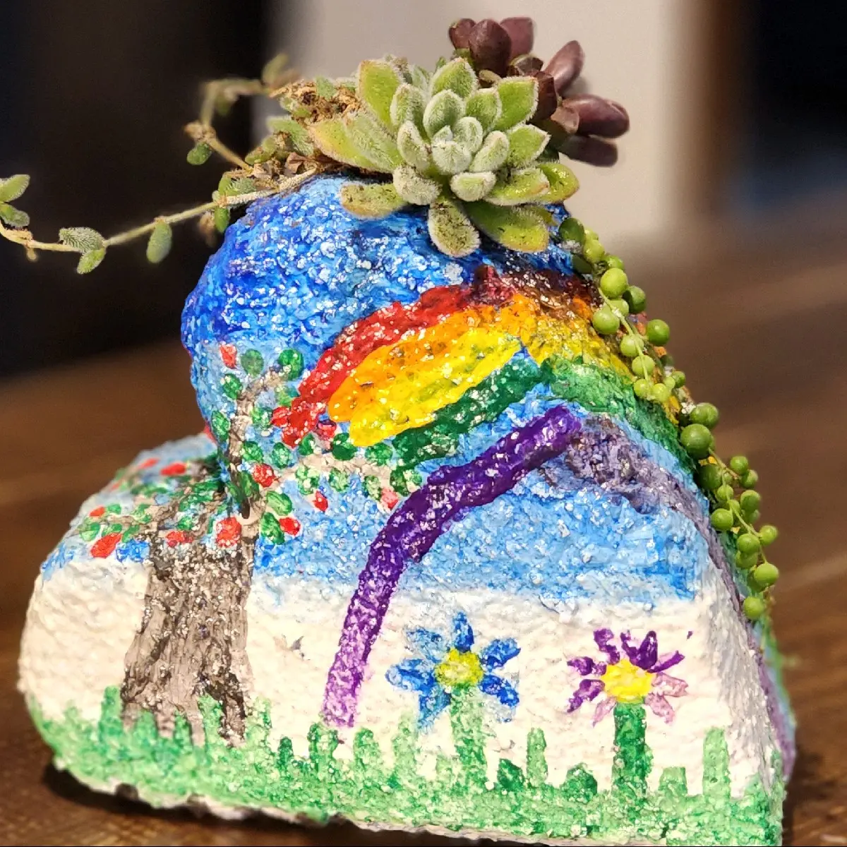 8" Heart Rock Succulent planter