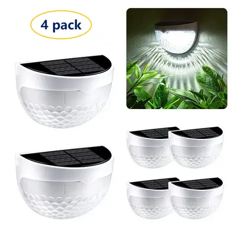4-Pack 6 LED Solar Outdoor Lights, Waterproof Solar Lamp for Fence, Deck, Step, Stair Post, Wall, Decorative Pathway & Backyard Decor