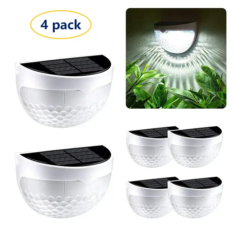 4-Pack 6 LED Solar Outdoor Lights, Waterproof Solar Lamp for Fence, Deck, Step, Stair Post, Wall, Decorative Pathway & Backyard Decor