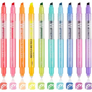 Erasable Highlighters, Dual Tip 10 Pack Highlighters Assorted Colors Erasable, Smooth Writing Book Journaling No Bleeding Highlighter Pens for  Journal Planner