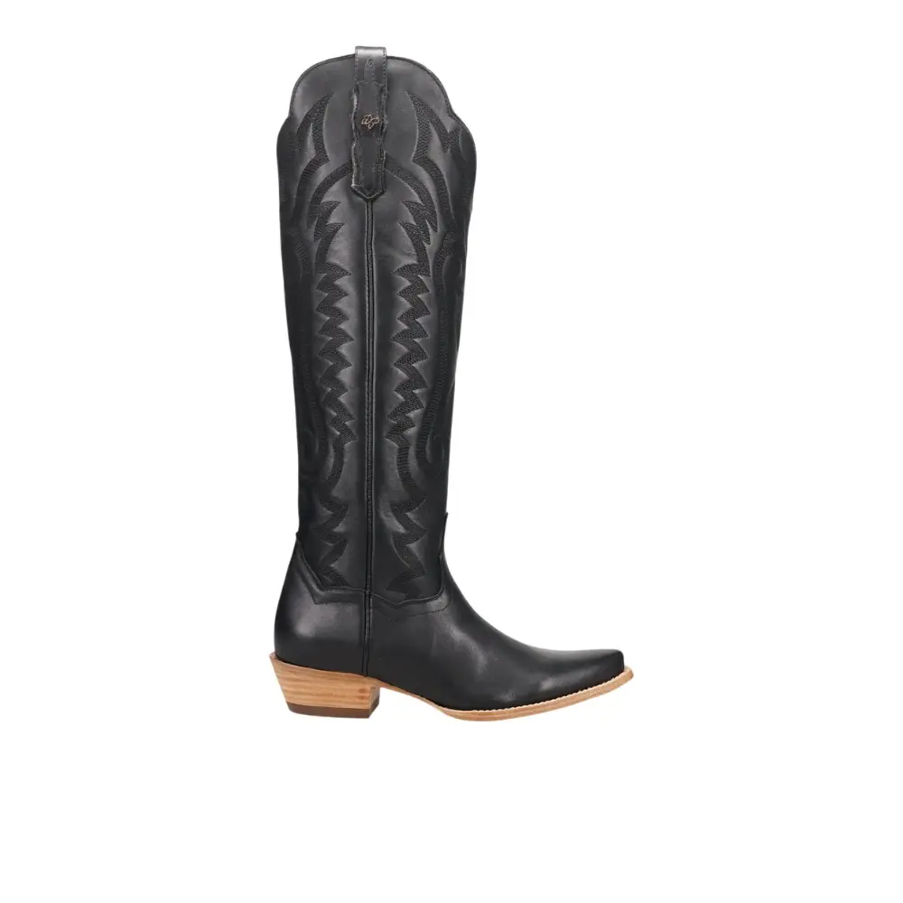 Dan Post Boots Womens Heartland Snip Toe Zippered  Casual Boots Over the Knee Low Heel 1-2" - Black
