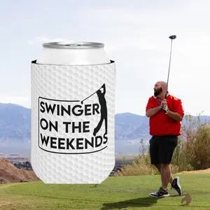 Swinger On The Weekends Golf sleeve Coolie Drinkware Mug Tumbler Cup Holder Bottles Cup Portable Indoor Beach Beverage swinger funny  mens gift White