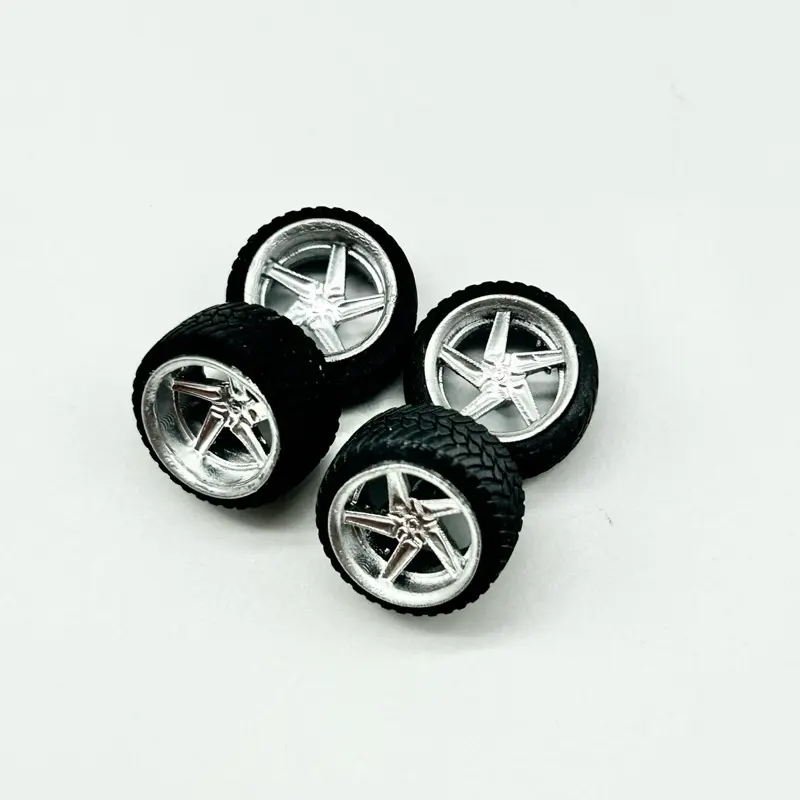 15mm Chrome Forgi G-Force Off Road Truck Wheels for 1:64 Scale