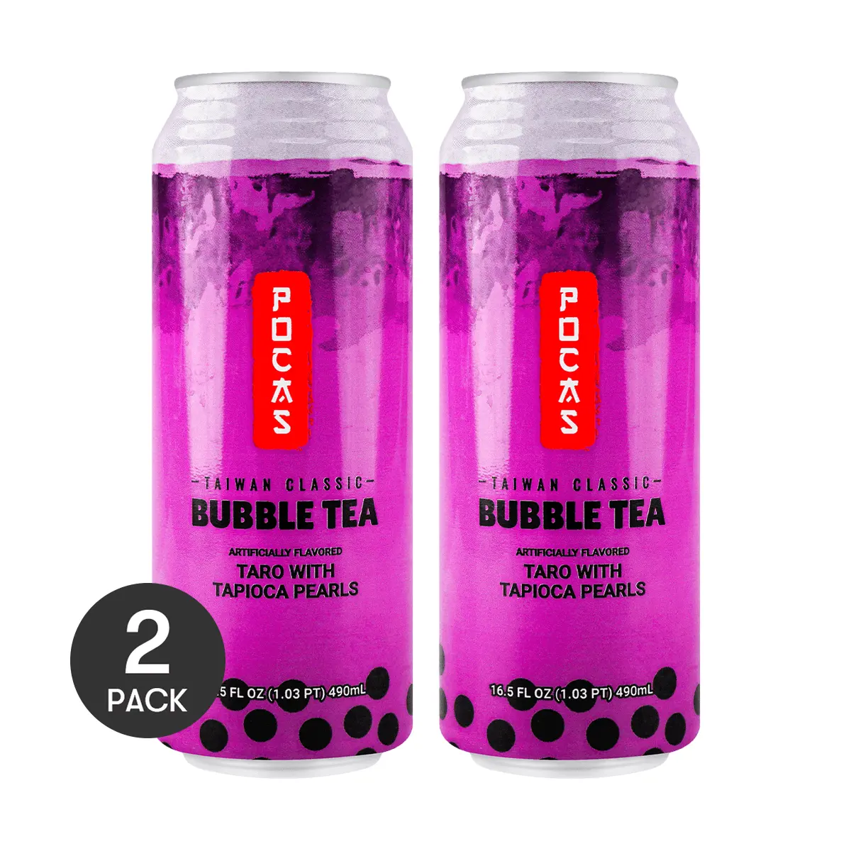 POCAS Ready-to-Drink Taro Bubble Tea 490ml  Each  Pack of 2 - Delicious and Convenient