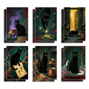 12pcs Black Cat Mini Notebooks Black Cat Mysterious Magic Atmosphere Halloween Bulk Gifts Funny Motivational Journals Notepads Inspirational Notepads Pocket Notebook Teacher School Office 3.2x5inch