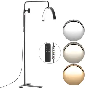 VEVOR Half Moon Light for Esthetician, 26 inch Dimmable LED Floor Lamp Lash Light for Eyelash Extensions, Arched Eyelash Lamp with Phone Holder, Remote Control, for Beauty, Skincare, Eyebrows, Tattoo