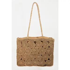 Square Braided Tote Bag – Structured Straw Shoulder Bag