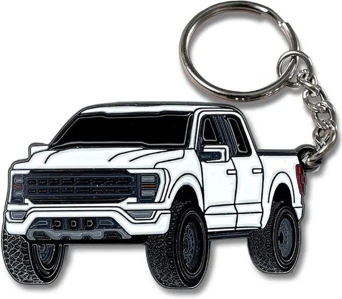 Ford F-150 Keychain – White Pickup Truck Key Ring, Off-Road Car Accessory, Gift for F150 Owners & Truck Lovers