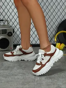 Spring & Fall Fashion Casual Low Top Sneakers, Round Toe PU Leather Shoes, Breathable Eva Sole, Medium Width, All Season Wear