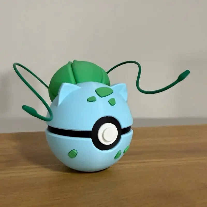 #0001 Bulbasaur Ball - Made to Order, High-Quality PLA, 3D Printed Pokeball Figure, Pokemon Decor Decoration Anime Design Craft Figurine