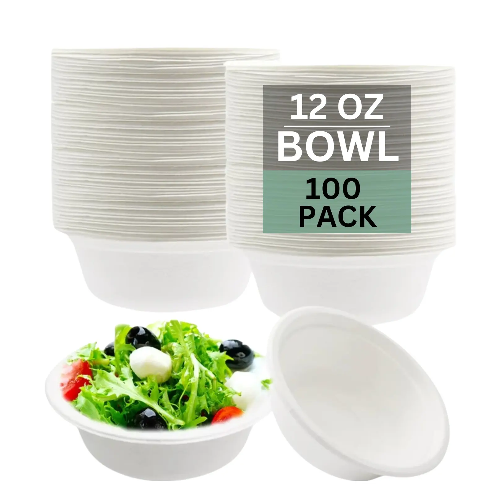 12oz-Pack Of 100-Paper Bowl Bagasse Eco-friendly,Heavy Duty,SOUP disposable Bowl