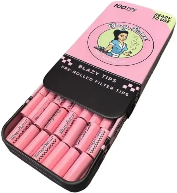 Pink Pre-Rolled Paper Filter Tips, 100 Count, Ready-to-Use Design