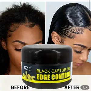 GZE Black Castor Oil Edge Control Gel for Braids Locs & Twists Tames Frizz & Edges Extra Hold Formula
