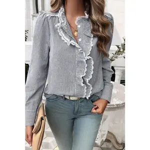 Chelsea Ruffle Button Down Blouse - Black