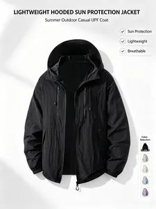 Men’s lightweight hooded sun-protection jacket, casual outdoor jacket, summer menswear, men’s sports jacket