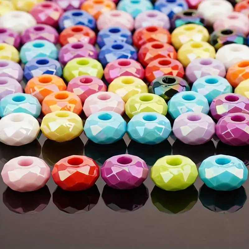 10pcs/30pcs/50pcs Acrylic Large Hole Mabei Cut Surface Beaded DIY Mobile Phone Chain Hair Accessories Necklace Car Hanging Materials Accessories