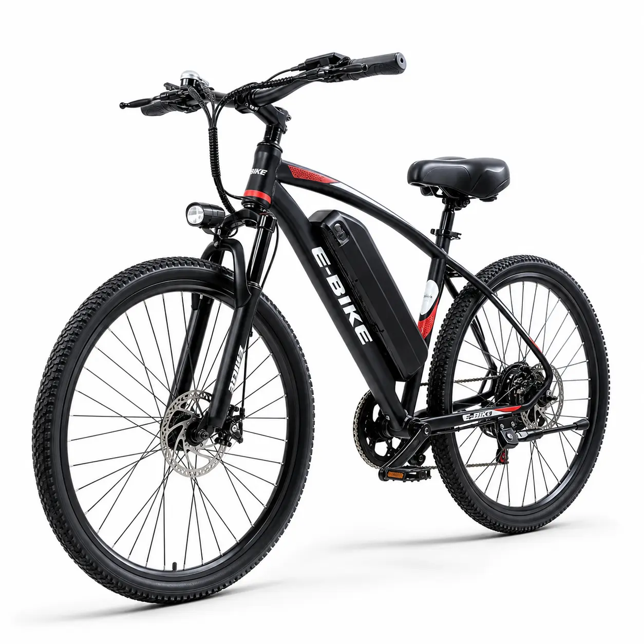 26" Electric Bike for Adults, 1500W Peak Motor, 25 MPH, 45+ Miles Range, 48V 12Ah Removable Battery, 7-Speed Commuter E-Bike with Front Suspension, Dual Disc Brakes, LED Headlight & Horn