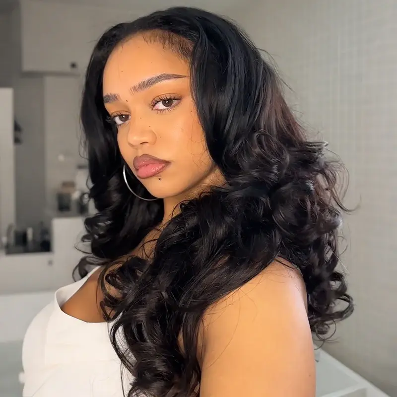 【NEW ARRIVAL】ISEE 250% Density Pre-Styled Butterfly Cut Layered V Part Yaki Straight Wig With Drawstring Natural Black Human Hair Wigs New In