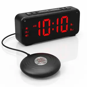 VOLTARO Vibrating Bed Shaker Alarm Clock for Heavy Sleepers, Deaf & Hard of Hearing - Extra Loud 90dB+ (110dB Bedside), Flashing Light, Dual Alarm, 3 Volume Levels, 3 Vibration Levels, Full-Off Display, USB Charging