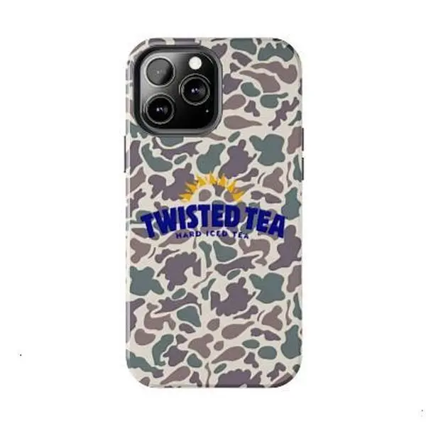 Twisted Tea Camo iPhone Case, Hard Iced Tea Aesthetic For iPhone 17 16 15 14 13 12 11 X 8, Unique Accessories, Soft Drink Cover, Gifts For Him/Her