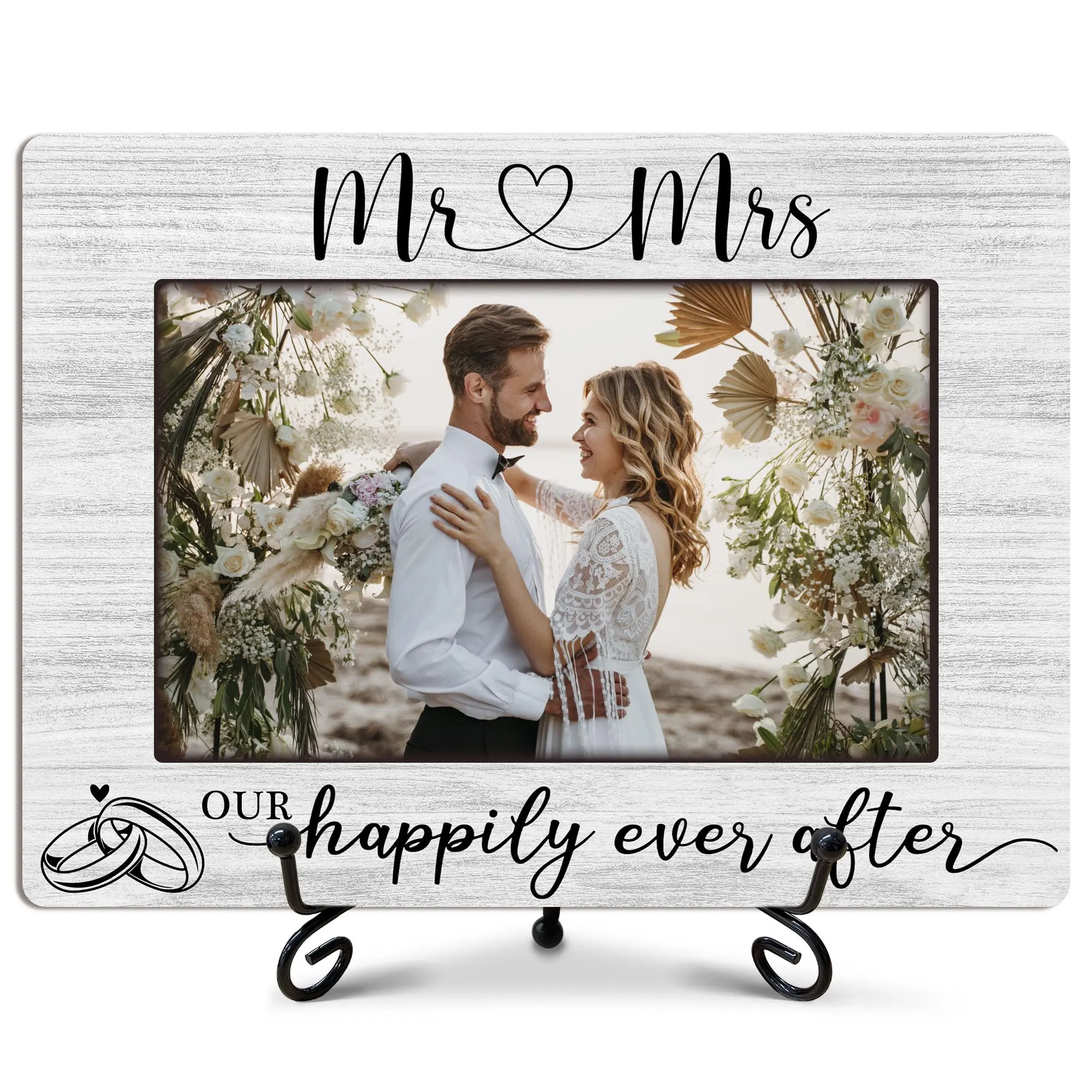 Mr And Mrs Picture Frame  Our Happily Ever After Gifts Wedding Present Bridal Shower For Bride Newlywed Anniversary Engagement Couples 8 X 6 Inches-368