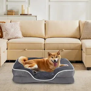 Orthopedic Dog Bed for Large Size Dogs, Supportive Memory Foam Dog Sofa with Washable Removable Cover, Non-Slip Base, Waterproof Pet Couch Bed