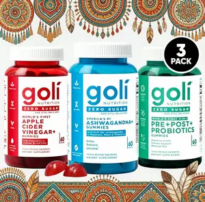 Goli Nutrition Zero Sugar 3 Pack Gummies Bundle | Apple Cider Vinegar, Ashwagandha, Pre+Post Probiotics, Gut Digestion