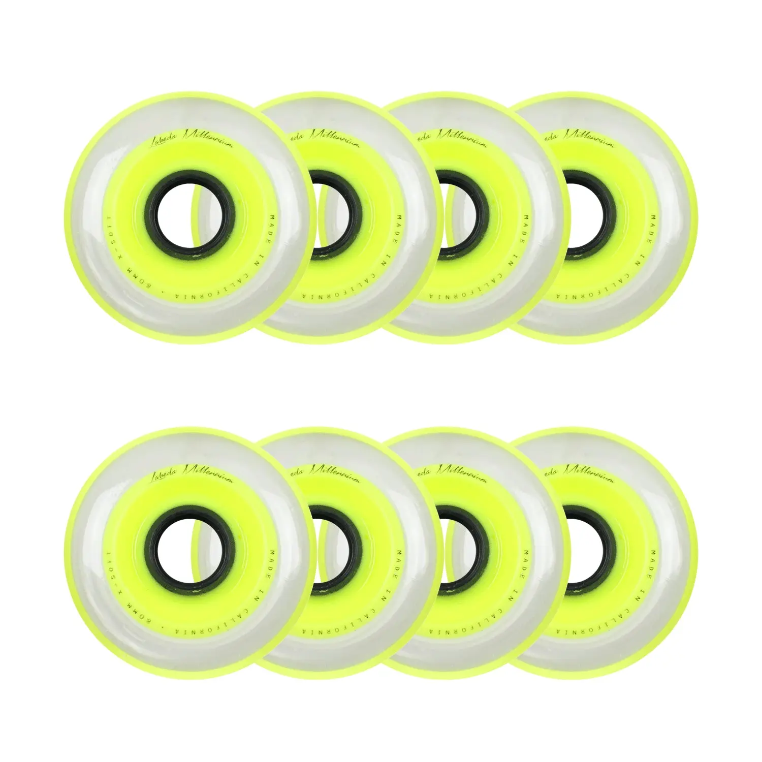 Labeda Roller Hockey Wheels - Millennium Gripper 80mm 74A Yellow (8-Pack)