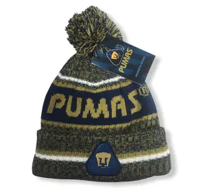 Pumas UNAM 2024 Knit Winter Pom Beanie - Blue/Gold