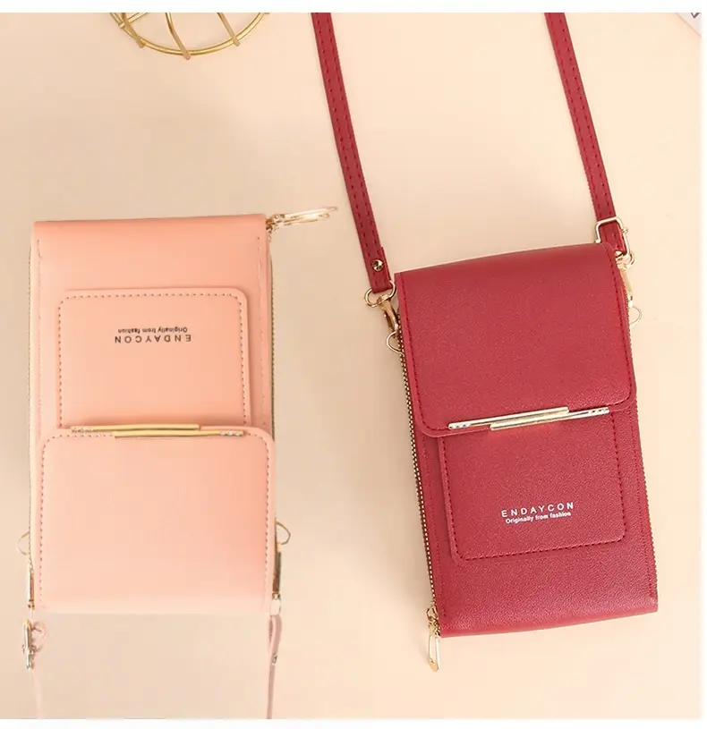 Women's Fashion Small Cell Phone Crossbody Bag - Zipper Closure, Adjustable Strap, Clear Touch Window, Multi Compartment Lightweight Shoulder Bag for Everyday Use