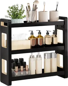 Black 3 Tier Multi-use Storage Organizer - Bathroom Counter Under Sink Organizer Shelf, Cologne Organizer for Men, Spice Rack Organizer for Cabinet, Ideal Daily Use Gift