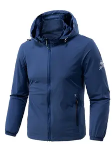 Upf50+ Men's Ultra-Thin Sun Protection Jacket, Elastic Fabric, Outdoor Cool Windproof Hooded Jacket, Ideal for Hiking, Fishing, Camping, UV Cooling Jacket
