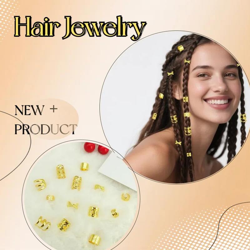 60PCS Hair Jewelry for Braids, Adjustable Dreadlock Hair Cuffs and Braid Rings, Loc Accessories & Hair Charms for Women Styling Decorations