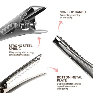 120 pcs Alligator Hair Clips Single Prong Metal Clips for All Hair Types Non-Slip Handle Strong Steel Spring DIY Jewelry Supplies