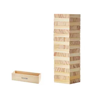 VEVOR Tumbling Timber Toy, TikTokShopBlackFriday, 54 Blocks Tumble Tower Blocks Game, Pine Wood Tumbling Tower Game with Storage Crate, Wooden Stacking Game for 1 or More Players, Tumble Tower Family Game for Indoor/Outdoor
