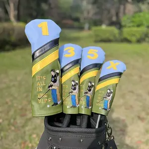 Cartoon Pattern Golf Club Head Cover, 1 Count/4 Counts Driver & Fairway Woods Protective Gear, Elastic Closure, Golf Accessories for Men & Women