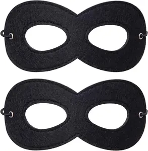 2 count Black Felt Eye Mask,Halloween Costumes Masquerade Half Mask  Party Supplies for Adult