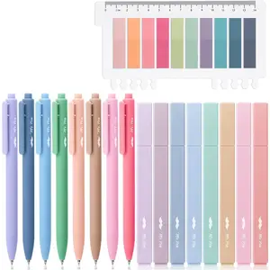 Aesthetic Highlighters and Gel Pens, 16 Pack, 200 Sheets Transparent Sticky Tabs, Fine Point 0.7mm, Assorted Colors No Bleed for Bible Bullet Journaling Summarizing