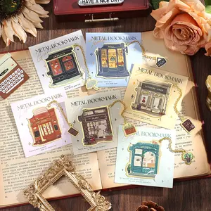 1pc Vintage Town Metal Bookmark – Antique European Street Scene Design for Book Lovers, Reading Accessories, Literary Gifts, and Elegant Bookshelf Decor