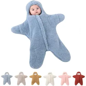Baby Starfish Onesie, Cute Thick Fleece Wearable Soft Newborn Baby Infant Warm Swaddle Wrap Sleeping Sack