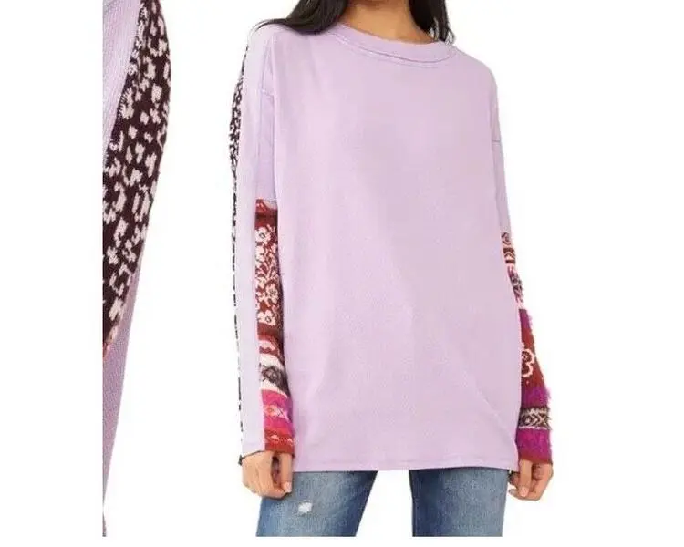 Free People On My Way Cuff Cotton Top XL Knit Womenswear