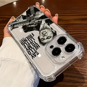 Scarface Movie Inspired TPU Shockproof Case for iPhone 11-17 Pro Max/Air/Plus/Xs Transparent Protective Cover with Bold Design Trendy Cellphone Casing