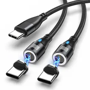 [Buy 1 Get 2] 9Pin PD 60W Magnetic USB-C Charging Cable (2 Pack, 3.3ft + 6.6ft) – 3A Fast Charging Type-C Magnet Cable, Nylon Braided, for Phones, Tablets & Laptops